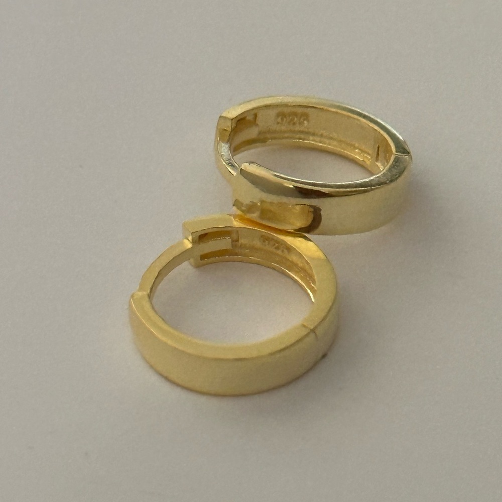 925 silver 3mm earrings  round hoops 18K yellow gold plated Unisex